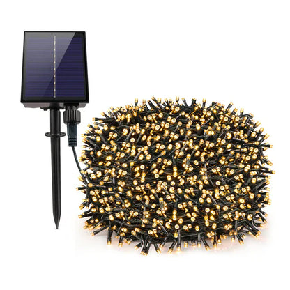 Instalatie cu incarcare solara ALB CALD 100 led 10 metri