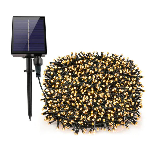Instalatie cu incarcare solara ALB CALD 100 led 10 metri